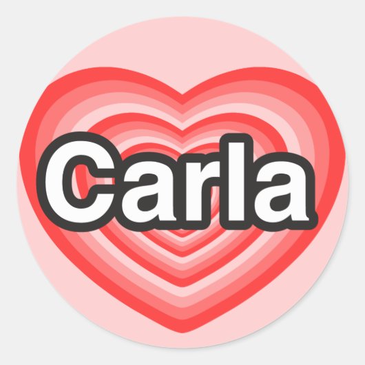 Ik hou van Carla. Ik hou van je Carla. Hart Ronde Sticker (Voorkant)