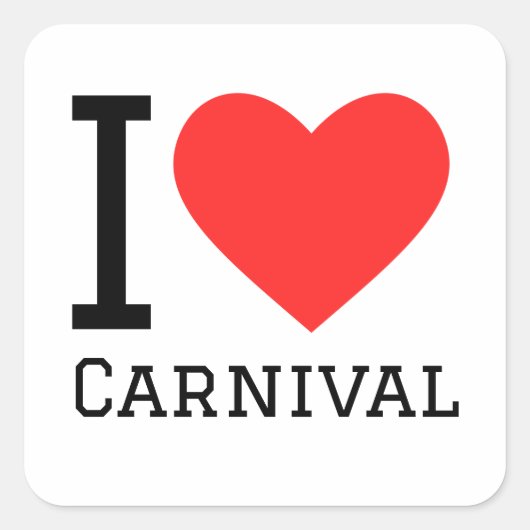 Ik hou van carnaval vierkante sticker (Voorkant)