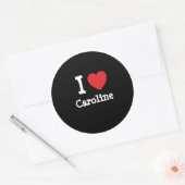 Ik hou van Caroline hart T-shirt Ronde Sticker (Envelop)