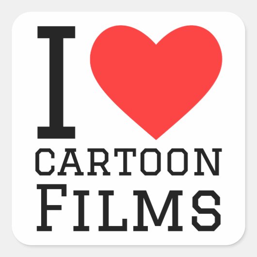 Ik hou van cartoon films vierkante sticker (Voorkant)
