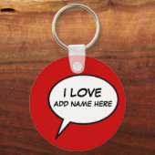 "Ik hou van" cartoon speech belabbel Sleutelhanger (Achterkant)