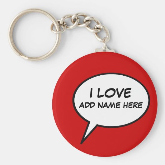 "Ik hou van" cartoon speech belabbel Sleutelhanger (Voorkant)