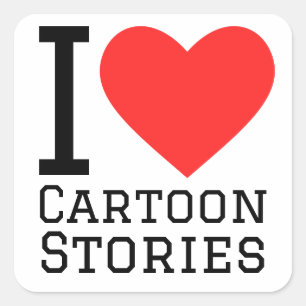 Ik hou van cartoon verhalen vierkante sticker