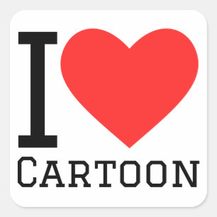 Ik hou van cartoon vierkante sticker
