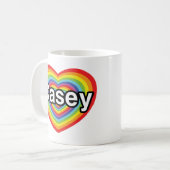 Ik hou van Casey: regenbooghart Koffiemok (Voorkant links)