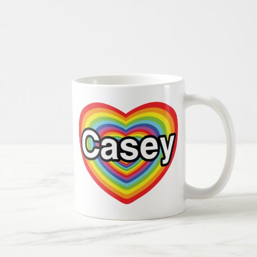 Ik hou van Casey: regenbooghart Koffiemok (Rechts)
