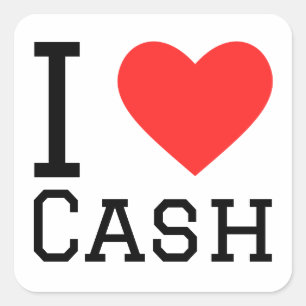 Ik hou van cash vierkante sticker