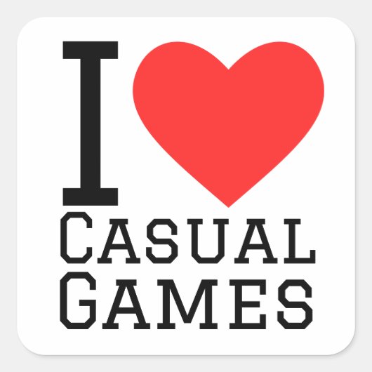 Ik hou van casual spelletjes vierkante sticker (Voorkant)