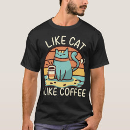 Ik hou van Cat Ik hou van Koffie Grappig Shirt