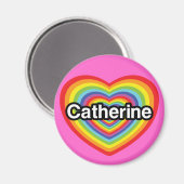 Ik hou van Catherine: regenbooghart Magneet (Voorkant / Achterkant)