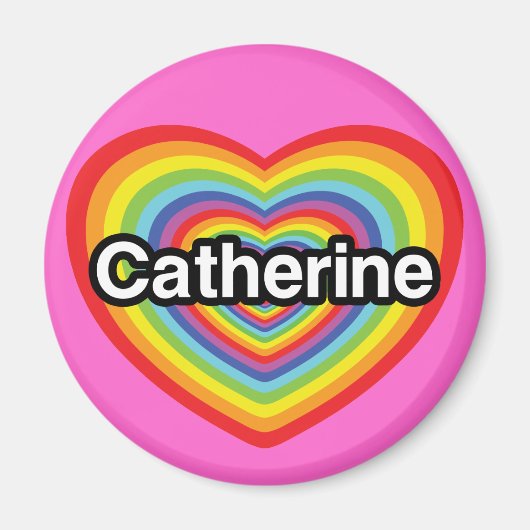 Ik hou van Catherine: regenbooghart Magneet (Voorkant)