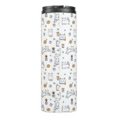 Ik hou van Cats Cute Little Kitty Cat & Floral Pat Thermosbeker (Achterkant)