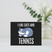 Ik hou van Cats en Tennis Gift Briefkaart (Staand voorkant)
