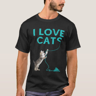 Ik hou van CATS I Idea Funny Knitting Crochet Yarn T-shirt