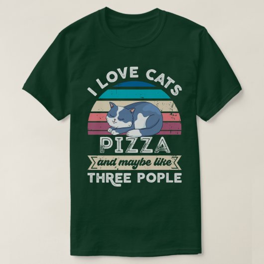Ik hou van Cats Pizza en als Drie Mensen T-shirt (Design voorkant)