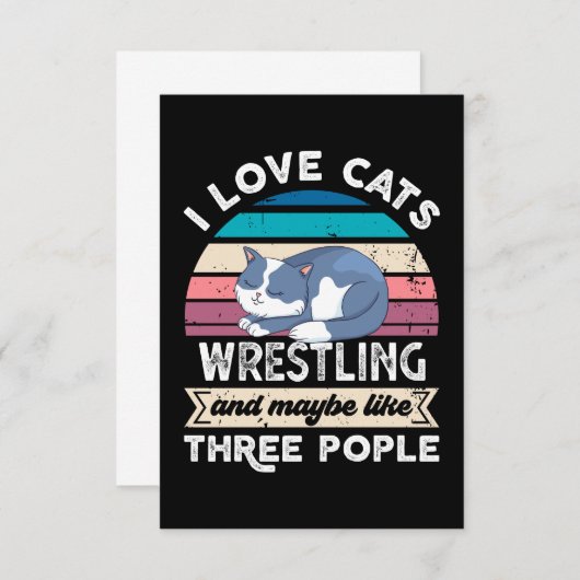 Ik hou van Cats Wrestling en als Drie Mensen Bedankkaart (Voorkant / Achterkant)