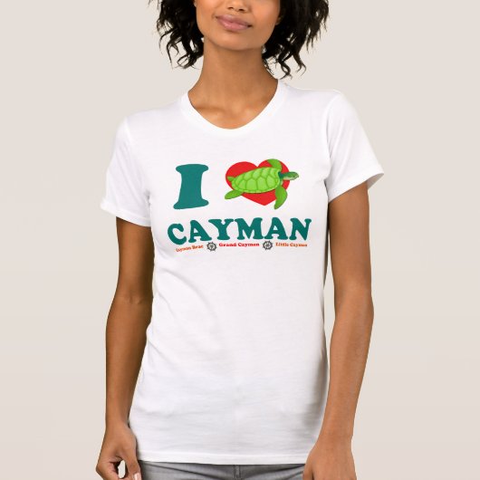 Ik hou van Cayman, uniek damesblaasdoek T-shirt (Voorkant)