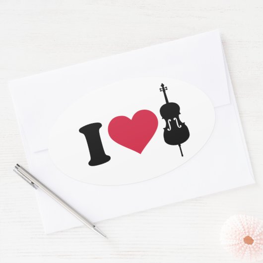 Ik hou van Cello Ovale Sticker (Envelop)