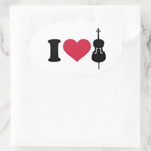 Ik hou van Cello Ovale Sticker (Tas)
