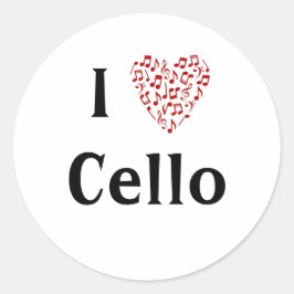 Ik hou van Cello Rode Hart van Muzieknoten Ronde Sticker