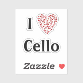 Ik hou van Cello Rode Hart van Muzieknoten Vinyl Sticker