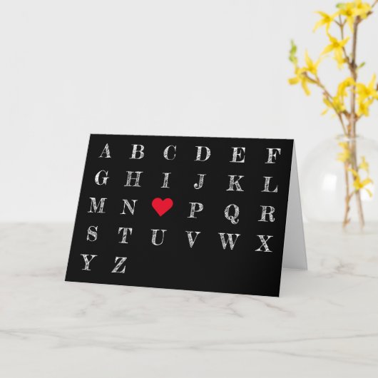 Ik hou van Chalkboard Letters Heart Valentijnsdag Kaart (Gele Bloem)