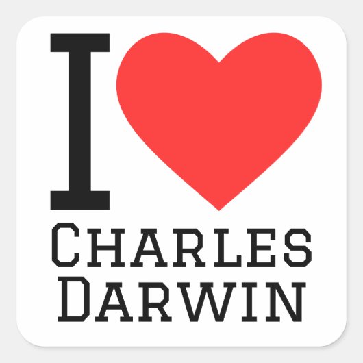 Ik hou van Charles Darwin Vierkante Sticker (Voorkant)