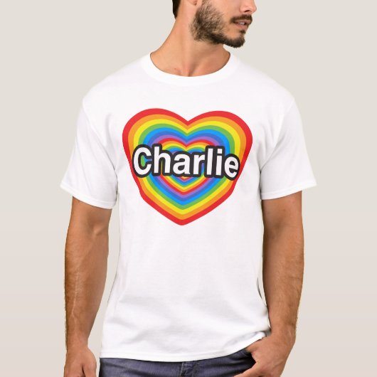 Ik hou van Charlie. Ik hou van je Charlie. Hart T-shirt (Voorkant)