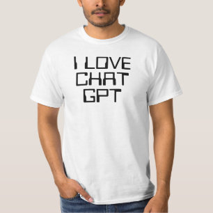 Ik hou van Chat GPT AI grappige zwarte tekst T-shirt