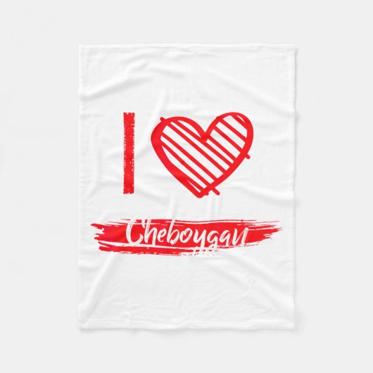 Ik hou van Cheboygan Ik Hart Cheboygan Fleece Deken (Voorkant)