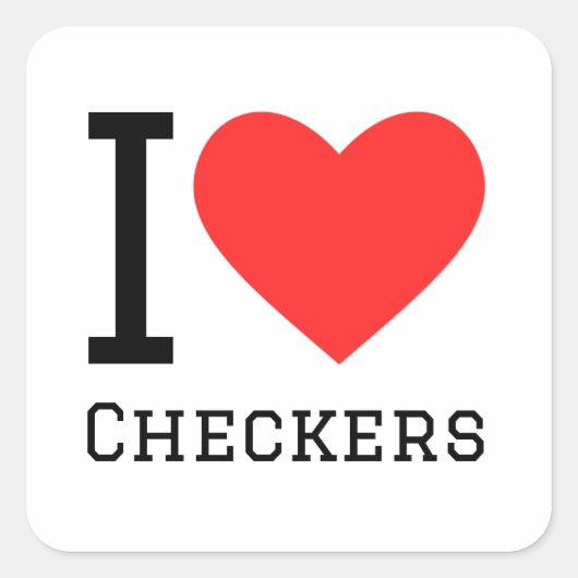 Ik hou van checkers vierkante sticker (Voorkant)