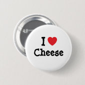 Ik hou van Cheese hart T-Shirt Ronde Button 5,7 Cm (Voorkant /achterkant)