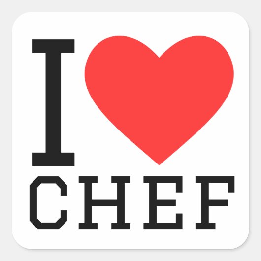 Ik hou van chef vierkante sticker (Voorkant)