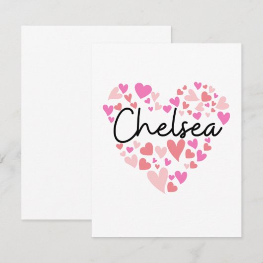 Ik hou van Chelsea - harten voor Chelsea Bedankkaart (Voorkant / Achterkant)