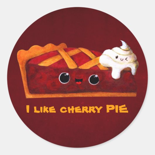 Ik hou van Cherry Pie Ronde Sticker (Voorkant)