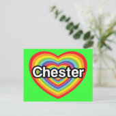 Ik hou van Chester: regenbooghart Briefkaart (Staand voorkant)
