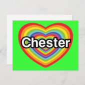 Ik hou van Chester: regenbooghart Briefkaart (Voorkant / Achterkant)