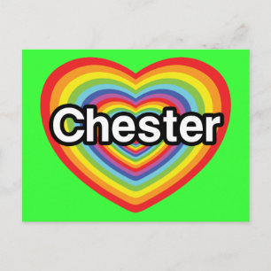 Ik hou van Chester: regenbooghart Briefkaart
