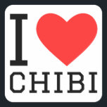 Ik hou van chibi vierkante sticker<br><div class="desc">Ik hou van chibi,  voor anime liefhebbers</div>
