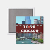 Ik hou van Chicago Cityscape Magneet (Voorkant / Achterkant)