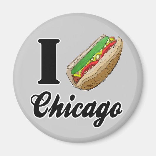 Ik hou van Chicago Hot Dogs Koelkast Magnet (Voorkant)