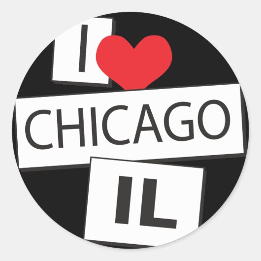 Ik hou van Chicago IL Ronde Sticker (Voorkant)