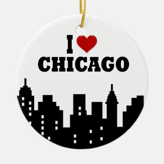 Ik hou van Chicago Keramisch Ornament (Voorkant)
