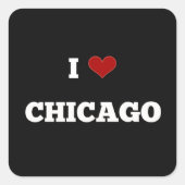 Ik hou van Chicago Knop Vierkante Sticker (Voorkant)