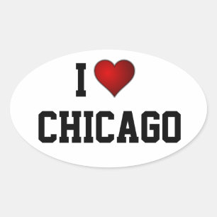 Ik hou van Chicago Ovale Sticker