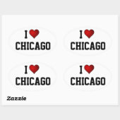 Ik hou van Chicago Ovale Sticker (Vel)