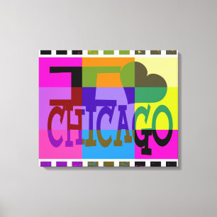 Ik hou van Chicago - Pop kunst Canvas Afdruk