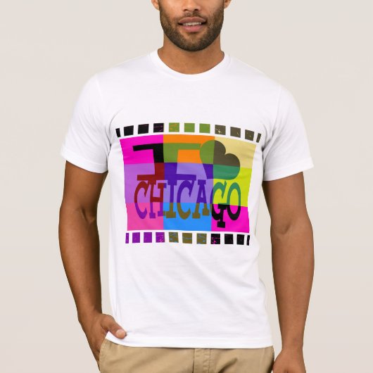 Ik hou van Chicago - Popart T-shirt (Voorkant)