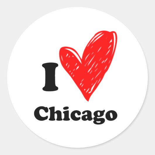 Ik hou van Chicago Ronde Sticker (Voorkant)