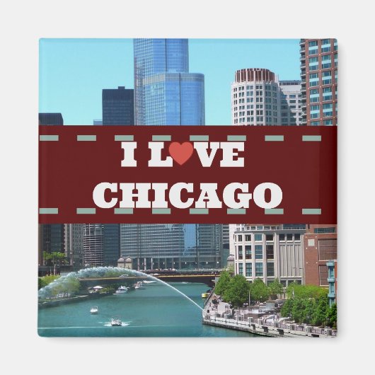 Ik hou van Chicago stadsgezicht Magneet (Voorkant)